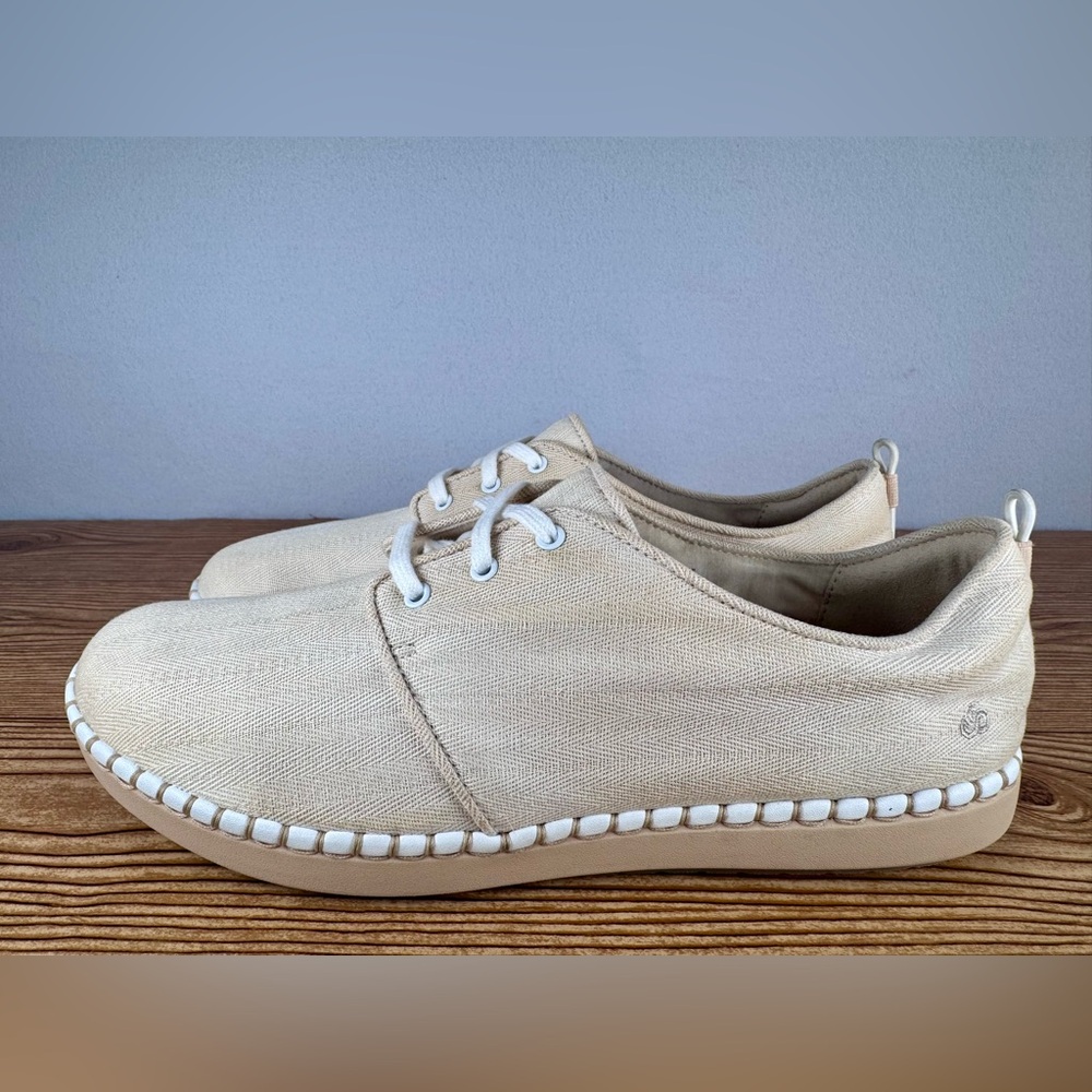 Cloudsteppers By Clarks Women’s Glow Lace Up Beige Canvas Comfort Shoes Sz 11 - Picture 4 of 12